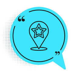 Black line map pointer with star icon isolated vector