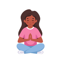 Girl meditating in lotus pose gymnastic yoga vector