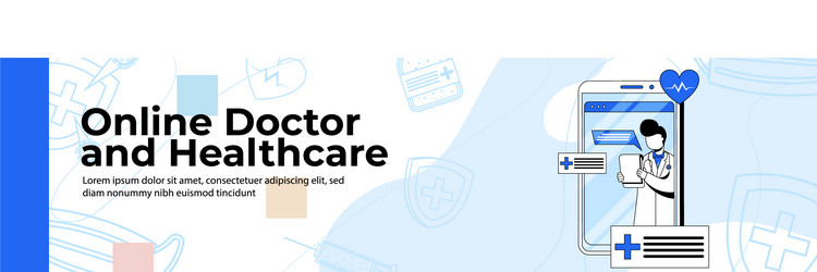 Online doctor and healthcare web banner design vector