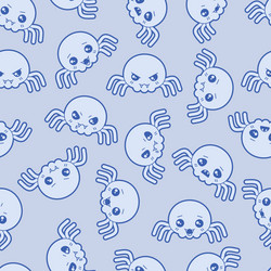 Seamless kawaii cartoon pattern with cute spiders vector