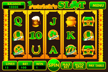 ui game slot machine with buttons and symbols vector image