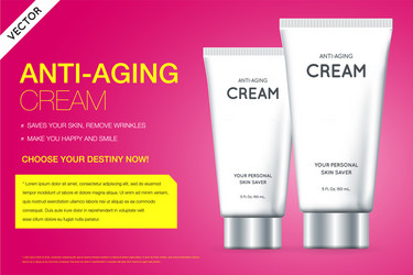 Anti-aging hand cream contained in cosmetic tube vector