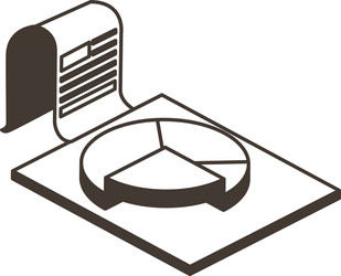 Pie chart in document line style icon vector