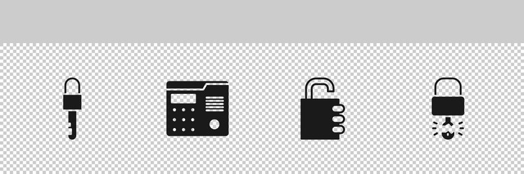 Set locked key house intercom system safe vector