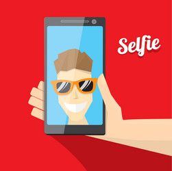 taking selfie photo on smart phone concept icon vector