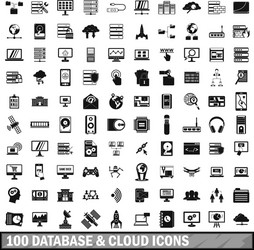 100 database and cloud icons set simple style vector