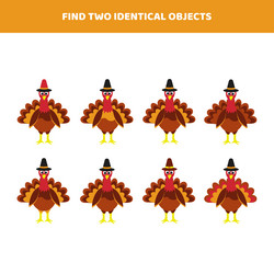 Find two identical objects matching game for kids vector