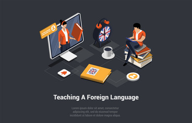 language learn app man learning foreign vector