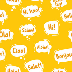 pattern with speech bubble hello in different vector image