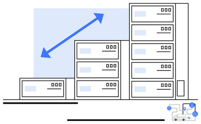scalable data center infrastructure with growth vector image