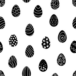 Seamless pattern with black and white easter eggs vector