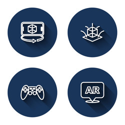 set line 3d modeling gamepad and augmented vector image