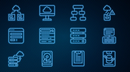 Set line server data web hosting hierarchy vector