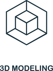 3d modeling icon thin outline style design from vector image