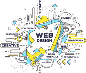 creative of web design with cursor and tag c vector image