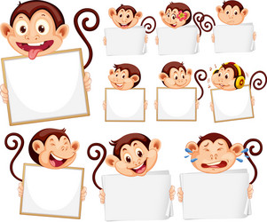 Cute Monkey Sign Template Vector Image