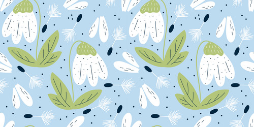scandinavian spring seamless pattern with snowdrop vector image