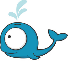Cartoon funny blue whale character water splash Vector Image