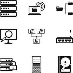 Computer data icons set simple style vector