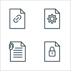 file and document outline line icons linear set vector image