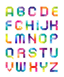 font from triangles with color transitions vector