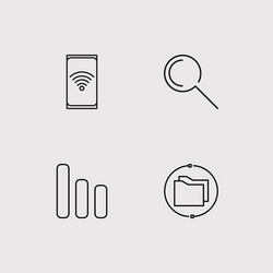 Data analytics simple linear icons set outlined vector
