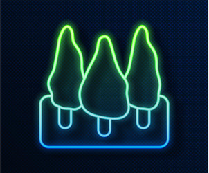 Glowing neon line trees icon isolated on blue vector