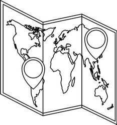 Map paper with pin location vector