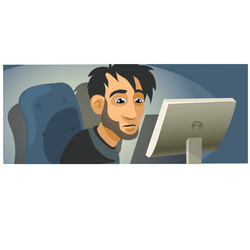 male computer programmer working character vector