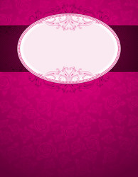 Pink background with big label and many roses vector