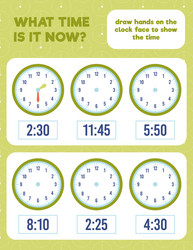 what time is it draw hands on clock face vector image