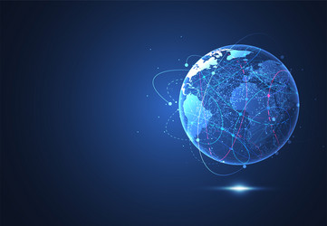 global network connection world map point vector image