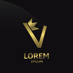 V golden letter monogram design logo gold Vector Image