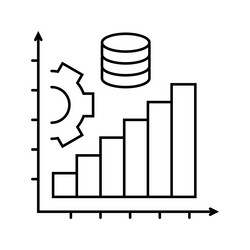 Performance tuning database line icon vector