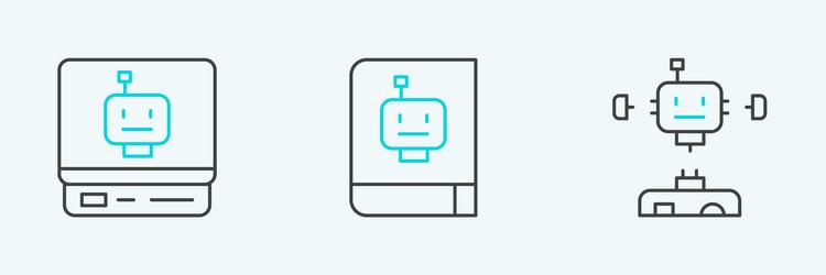 set line disassembled robot and user manual vector image