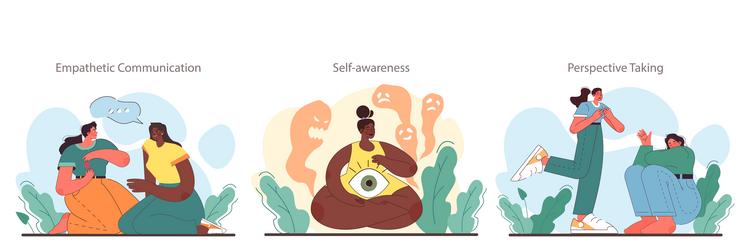 soft skill development set character with empathy vector image