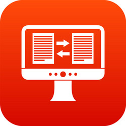 Translator app on the screen of computer icon vector