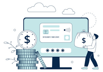 computer screen with password financial security vector image