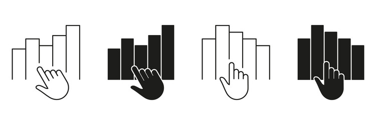 hand interacting with bar chart line and solid vector image