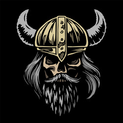 viking skull in a helmet with horns Vector Image