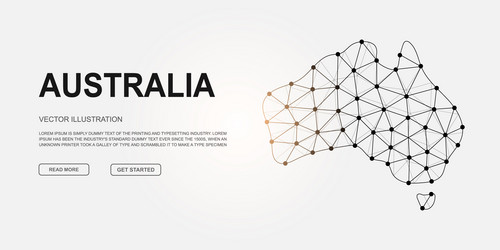 Australia low poly symbol with connected dots vector