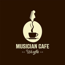 musician cafe mug coffee and guitar element logo vector