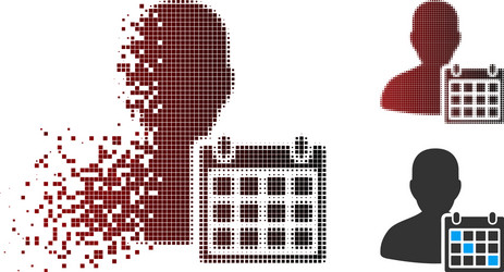 broken pixel halftone user schedule icon vector image