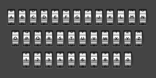 combination lock font realistic mechanical code vector