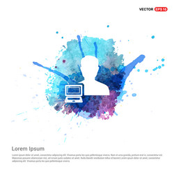 computer user icon - watercolor background vector image