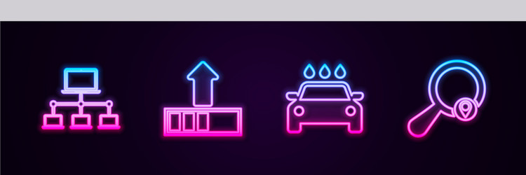 set line computer network loading car wash vector