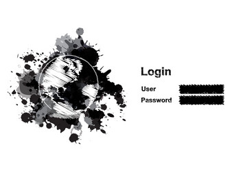 sketch drawing globe and log in field vector