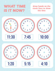 what time is it draw hands on clock face vector image