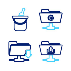 set line ftp folder upload download settings vector image
