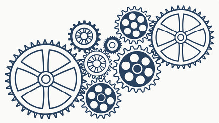 abstract gears and interconnected nodes design vector image